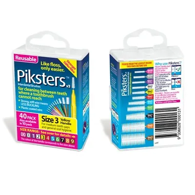 Piksters Interdental Brushes V3 40 Pack - Sizes 00 To 7 Reusable Easier Flossing • $14.65