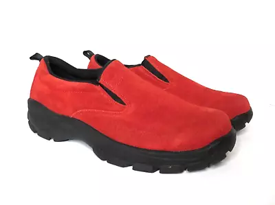 Lands End Men’s Shoes Red Suede Leather Casual Moc Elastic Slip Ons Size 9 HM • $21.99