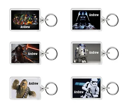 Personalised Custom Star Wars Keyring Bag Tags - Add Name + Colour - School/Home • £3.49