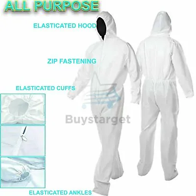 £4.45 • Buy 🔥Work Overall Coverall Painter Boilersuit Warehouse Safety Suit Elastic Hood UK