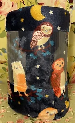 Ultra Soft Cozy Plush Owls Moons Stars Warm Oversized Throw Blanket BLUE 60 X72  • $34.50