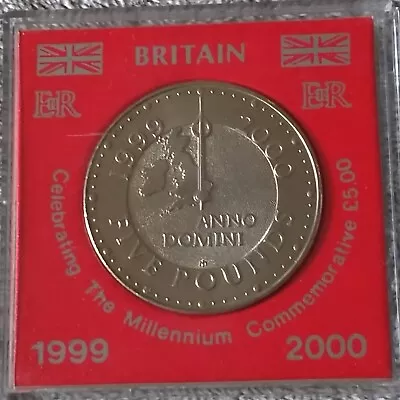 UK 1999-2000 £5 Five Pound Coin. Millennium Anno Domini/NEW • £5