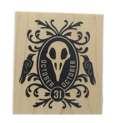 Inkadinkado Halloween Mask October 31 Crows  Wooden Rubber Stamp • $10.99