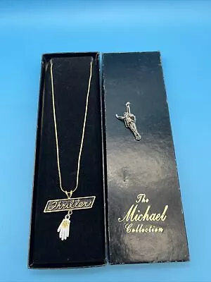 Vintage Micahel Jackson Thriller White Glove Necklace Collection With Pin • $24.07