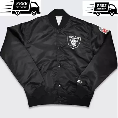 Men's Women Los Angeles Raiders Bomber Satin Black Varsity Jacket For Men Women • $98.99