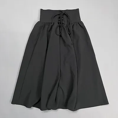 Boohoo Skirt 6 Womens Black Plain A-line Corset Lace Up High Waist Knee Length • £10.95