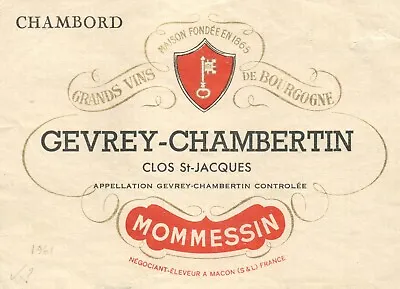 Gevrey-Chambertin Clos St-Jacques Chambord French Wine Label VTG Original A344 • $11.97