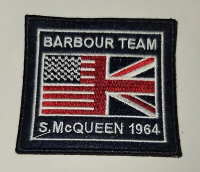 BARBOUR TEAM STEVE MCQUEEN LOGO EST. 1964 Embroidered Patch 70x65mm FREE POST • $5.95