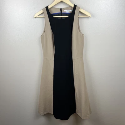 £23.60 • Buy Boden Audrey Colorblock Dress Size 6 Tan Black Fit And Flare Ponte Knit Work