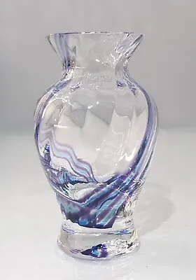 Caithness Flamenco Glass Vase Blue Purple & Clear 12cm Height • £8.99