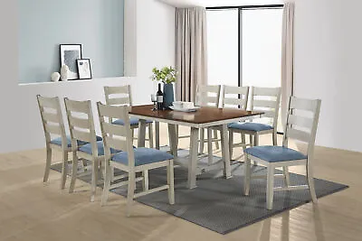 Kings Brand Furniture - 9 Piece Dining Set. Table & 8 Chairs Walnut/Smoke White • $985.99