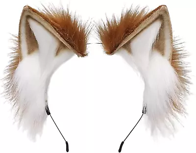 Handmade Fur Fox Cat Ears Headband Fursuit Headwear Cosplay Costume Party Access • $25.62