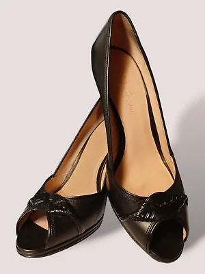 Cole Haan Black Leather Peep Toe High Heels Shoes Adelaide Pumps 9 B • $29