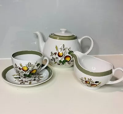 Alfred Meakin England Hereford Lrg Teapot Milk Jug 1 Cup & Saucer Vintage • £10