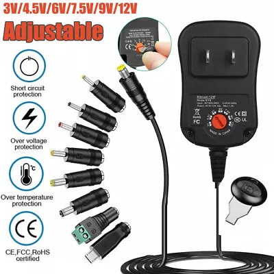 Universal AC To DC 3V~12V Adjustable Power Adapter Supply Charger Electronics • $13.99