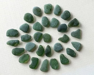 30 Pcs ANTIQUE OLIVE GREEN Beach Sea Glass For Jewelry Or Mosaics MEDIUMS • $18.95