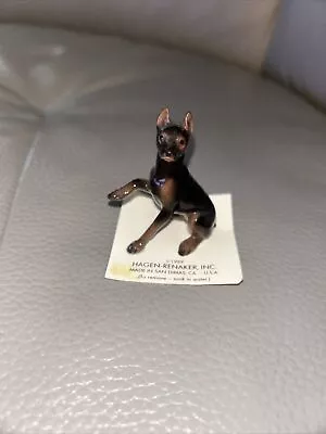 MOC Retired Hagen Renaker Doberman Pinscher Porcelain Figurine Paw Up Vintage • $14.99