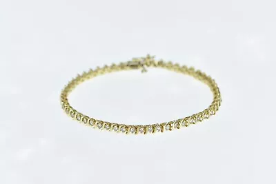 14K Vintage Diamond Classic Chain Tennis Bracelet 6.75  Yellow Gold *12 • $699.95