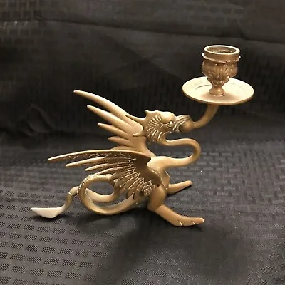 $69.99 • Buy Solid Brass Phoenix Dragon Holder Griffin Candle Stick Gryphon Antique Vintage