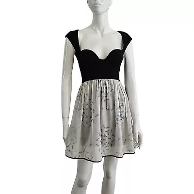 Alice McCall Fit And Flare Black Dress Size 8 Insect Print Cut Out Back  • $67