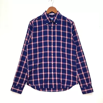 £23.99 • Buy GANT RUGGER Men's WINDBLOWN OXFORD Long Sleeve Check Shirt MEDIUM Navy / Red