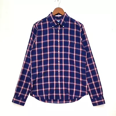 GANT RUGGER Men's WINDBLOWN OXFORD Long Sleeve Check Shirt MEDIUM Navy / Red • £18.99