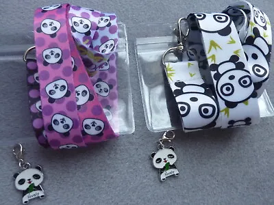 Lanyard Panda Bear Charm ID Card Pass Badge Key Holder Whistle Phone Neck Strap • £4.59