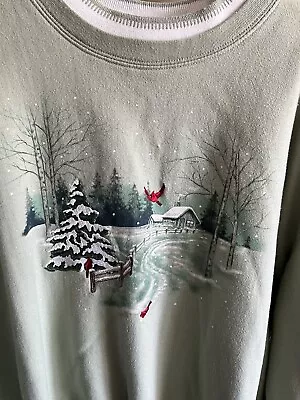 Vintage Womans Winter Cardinal Morning Star Pullover Sweater - XL • $35