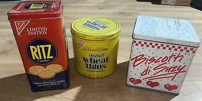 Lot 3 Vintage Cracker Tins Ritz Wheat Thins & Rare Biscotti • $9.99