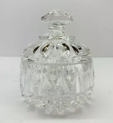 Vintage Round Crystal Trinket Box 4  Tall X 3.25  Diameter • $26