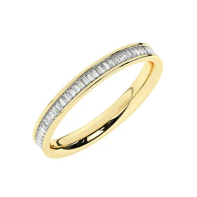 2.5 MM Channel Set Baguette Cut Diamonds Full Eternity Ring 18K Yellow Gold • £590.55