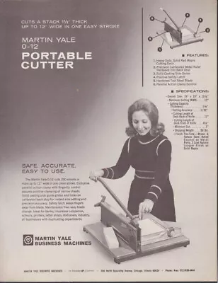 Martin Yale O-12 Portable Paper Cutter & Ream Cutter Sell Sheet C 1970s • $6.99