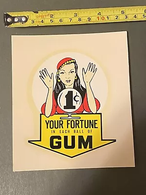 NOS NOS Gypsy Fortune Teller 1 Cent Gumball Machine Decal Free Shipping (112) • $44.95