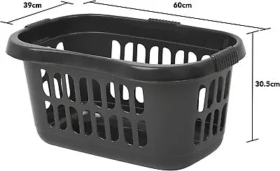 2 X 60L Large Hipster Laundry Basket Storage Clothes Hamper Toys Organiser Blac • £17.50