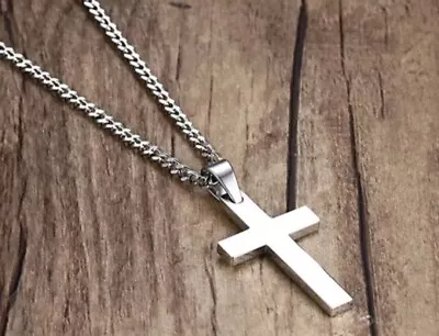 Mens/Girls Sterling 925 Silver Plated Cross Necklace Chain Crucifix &Gift Bag UK • £6.99