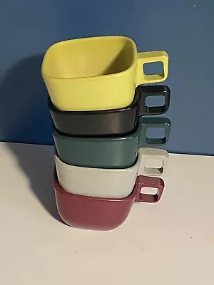 Vtg Brookpark Cups Melmac Melamine Modern Design Square Finger Handle Set Of (5) • $15