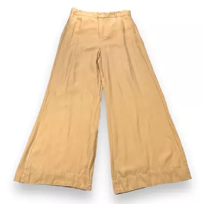 ZARA Pants Women’s Size Extra Large XL Mustard High Rise Wide Leg Linen Blend • $20