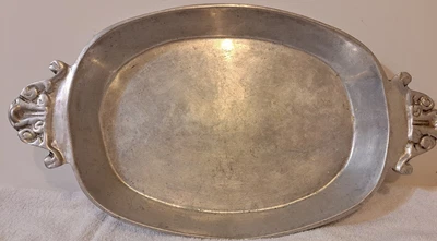 $39 • Buy Vintage Mexican Pewter Roasting Pan  21  By 11  By 2  Heavy Gauge 