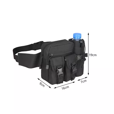 Tactical Waist Pack Water Bottle Belt Bag Camping Hiking Military Pouch Outdoor • £11.65