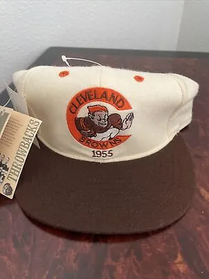 Vintage Cleveland Browns NFL Hat Throwbacks 1955 Logo NWT Made In The USA 80's • $49.99