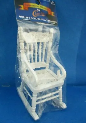 $5.95 • Buy Miniature Dollhouse Wood Rocking Chair Rocker Spindle Bk Cane Seat Classics 1:12