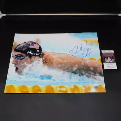 Michael Phelps Signed 16x20 Photo Olympic Swimming Autograph JSA COA ZJ9690 • $97.19