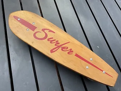 Vintage 1960s Surfer Skateboard Wood With Steel Wheels **COLLECTOR GRADE** • $275