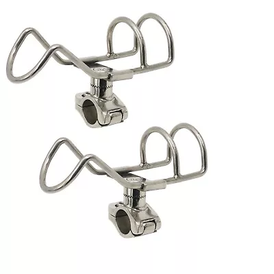 2PCS Clamp On Fishing Rod Holder Stainless Steel  Rails 7/8'' To 1'' Mount Tube • $28.49