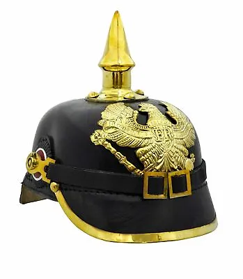 WW1 WW2 German Pickelhaube Helmet Officer Costume Prussian Leather Helmet Gift • $109.89