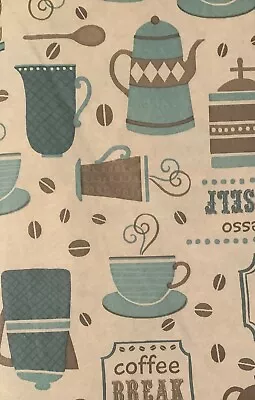 Coffee Vinyl Flannel Tablecloth 52 X 70 Oblong Espresso Yourself • $19.99