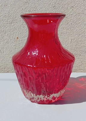 £65 • Buy Whitefriars Pattern Number 9832 Textured Pot Belly Vase Ruby Geoffrey Baxter