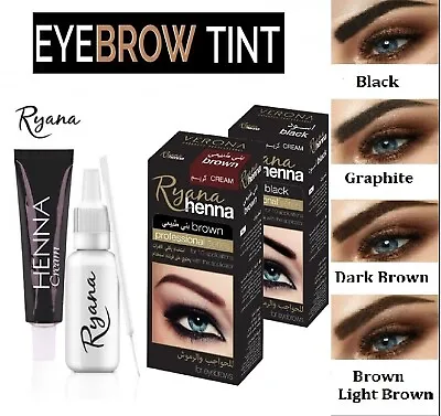 HENNA EYEBROW EYELASH TINT Lasting Brow Dye Paint Full Kit Cream Brown Black 24h • £3.90