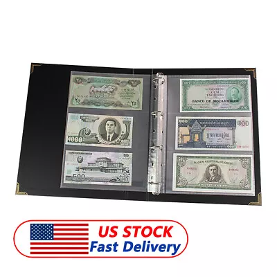 Pocket Currency Page Money Banknote Album Book Collection Storage Sheets Album • $18.95