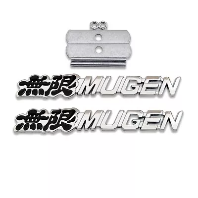 Chrome&Black MUGEN Logo Front Grille Emblem + Car Lid Bagde Metal Sticker Decal • $11.99
